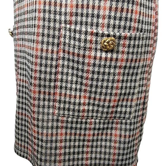 Zara Houndstooth Trafaluc Brown Black Red SHIFT Dress Size Small Polyester - Picture 6 of 16